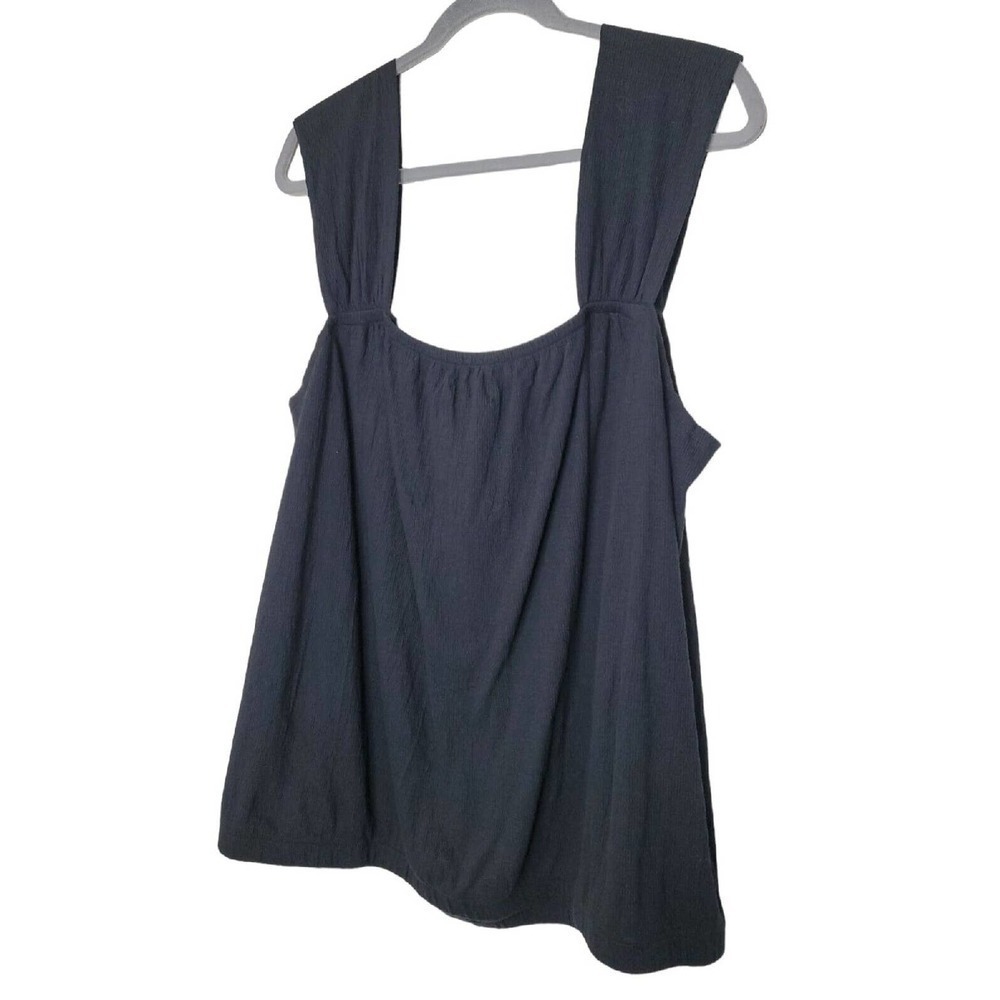 Lane Bryant Tank Top Wmns 26/28 Black Sleeveless Seersucker Flowy Stretch Button - Picture 4 of 9